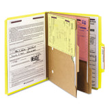 6-section Pressboard Top Tab Pocket-style Classification Folders With Safeshield Fasteners, 2 Dividers, Letter, Yellow, 10-bx
