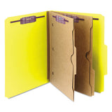 6-section Pressboard Top Tab Pocket-style Classification Folders With Safeshield Fasteners, 2 Dividers, Letter, Yellow, 10-bx