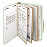 Pressboard Classification Folders With Safeshield Coated Fasteners, 2-5 Cut, 3 Dividers, Letter Size, Gray-green, 10-box