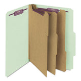 Pressboard Classification Folders With Safeshield Coated Fasteners, 2-5 Cut, 3 Dividers, Letter Size, Gray-green, 10-box