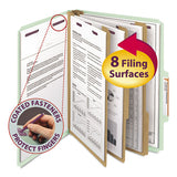 Pressboard Classification Folders With Safeshield Coated Fasteners, 2-5 Cut, 3 Dividers, Letter Size, Gray-green, 10-box