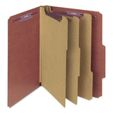 Pressboard Classification Folders With Safeshield Coated Fasteners, 2-5 Cut, 3 Dividers, Letter Size, Red, 10-box