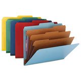 Eight-section Pressboard Top Tab Classification Folders With Safeshield Fasteners, 3 Dividers, Letter Size, Blue, 10-box