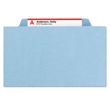 Eight-section Pressboard Top Tab Classification Folders With Safeshield Fasteners, 3 Dividers, Letter Size, Blue, 10-box