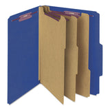 Eight-section Pressboard Top Tab Classification Folders With Safeshield Fasteners, 3 Dividers, Letter Size, Dark Blue, 10-box