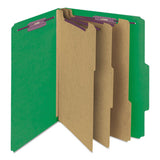 Eight-section Pressboard Top Tab Classification Folders With Safeshield Fasteners, 3 Dividers, Letter Size, Green, 10-box