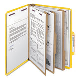 Eight-section Pressboard Top Tab Classification Folders With Safeshield Fasteners, 3 Dividers, Letter Size, Yellow, 10-box