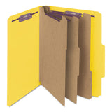 Eight-section Pressboard Top Tab Classification Folders With Safeshield Fasteners, 3 Dividers, Letter Size, Yellow, 10-box