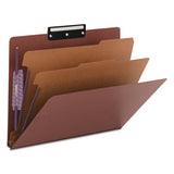 Pressboard Classification Folders With Safeshield Coated Fasteners, 1-3-cut, 2 Dividers, Letter Size, Red, 10-box