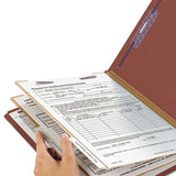 Pressboard Classification Folders With Safeshield Coated Fasteners, 1-3-cut, 2 Dividers, Letter Size, Red, 10-box