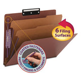 Pressboard Classification Folders With Safeshield Coated Fasteners, 1-3-cut, 2 Dividers, Letter Size, Red, 10-box