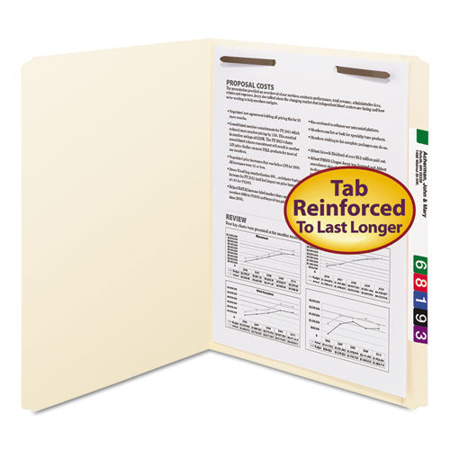 Top Tab 1-fastener Folders, Straight Tab, Letter Size, 11 Pt. Manila, 50-box