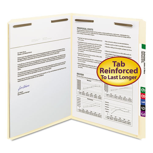 Top Tab 2-fastener Folders, Straight Tab, Letter Size, 11 Pt. Manila, 50-box