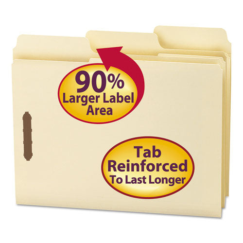 Supertab Reinforced Guide Height 2-fastener Folders, 1-3-cut Tabs, Letter Size, 11 Pt. Manila, 50-box
