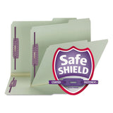 Recycled Pressboard Folders W-two Safeshield Fasteners, 2-5-cut Tab, Right Of Center, 2" Exp, Letter Size, Gray-green, 25-box