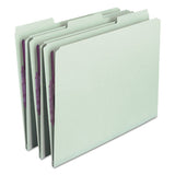 Recycled Pressboard Folders With Two Safeshield Coated Fasteners, 1-3-cut Tabs, 1" Expansion, Letter Size, Gray-green, 25-box