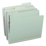 Recycled Pressboard Folders With Two Safeshield Coated Fasteners, 1-3-cut Tabs, 1" Expansion, Letter Size, Gray-green, 25-box