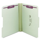 Recycled Pressboard Folders With Two Safeshield Coated Fasteners, 1-3-cut Tabs, 2" Expansion, Letter Size, Gray-green, 25-box