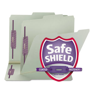 Recycled Pressboard Folders W-two Safeshield Fasteners, 2-5-cut Tab, Right Of Center, 1" Exp, Letter Size, Gray-green, 25-box