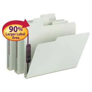 Supertab Pressboard 2-fastener Folders With Two Safeshield Coated Fasteners, 1-3-cut Tabs, Letter Size, Gray-green, 25-box