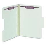 Supertab Pressboard 2-fastener Folders With Two Safeshield Coated Fasteners, 1-3-cut Tabs, Letter Size, Gray-green, 25-box