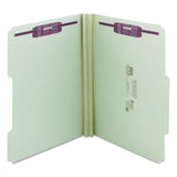Recycled Pressboard Folders W-two Safeshield Fasteners, 2-5-cut Tab, Right Of Center, 2" Exp, Letter Size, Gray-green, 25-box