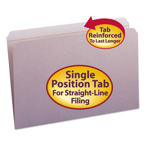 Reinforced Top Tab Colored File Folders, Straight Tab, Legal Size, Lavender, 100-box