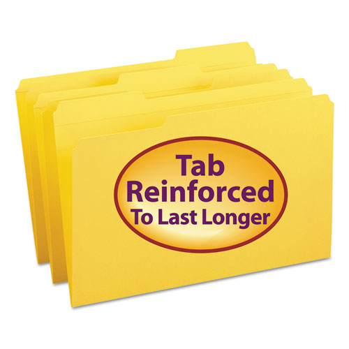Reinforced Top Tab Colored File Folders, 1-3-cut Tabs, Legal Size, Yellow, 100-box