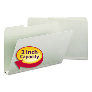 Expanding Recycled Heavy Pressboard Folders, 1-3-cut Tabs, 2" Expansion, Legal Size, Gray-green, 25-box