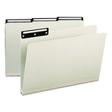 Recycled Heavy Pressboard File Folders With Insertable Metal Tabs, 1-3-cut Tabs, Legal Size, Gray-green, 25-box