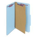 Four-section Pressboard Top Tab Classification Folders With Safeshield Fasteners, 1 Divider, Legal Size, Blue, 10-box