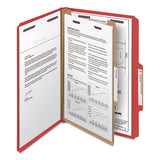 Four-section Pressboard Top Tab Classification Folders With Safeshield Fasteners, 1 Divider, Legal Size, Bright Red, 10-box