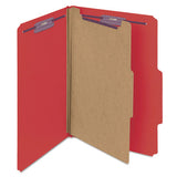 Four-section Pressboard Top Tab Classification Folders With Safeshield Fasteners, 1 Divider, Legal Size, Bright Red, 10-box