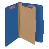 Four-section Pressboard Top Tab Classification Folders With Safeshield Fasteners, 1 Divider, Legal Size, Dark Blue, 10-box