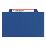 Four-section Pressboard Top Tab Classification Folders With Safeshield Fasteners, 1 Divider, Legal Size, Dark Blue, 10-box