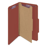 Pressboard Classification Folders With Safeshield Coated Fasteners, 2-5 Cut, 1 Divider, Legal Size, Red, 10-box