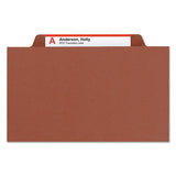 Pressboard Classification Folders With Safeshield Coated Fasteners, 2-5 Cut, 1 Divider, Legal Size, Red, 10-box