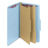 Six-section Pressboard Top Tab Classification Folders With Safeshield Fasteners, 2 Dividers, Legal Size, Blue, 10-box