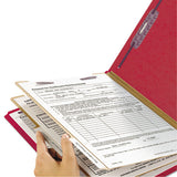 Six-section Pressboard Top Tab Classification Folders With Safeshield Fasteners, 2 Dividers, Legal Size, Bright Red, 10-box