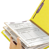 Six-section Pressboard Top Tab Classification Folders With Safeshield Fasteners, 2 Dividers, Legal Size, Yellow, 10-box