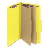 Six-section Pressboard Top Tab Classification Folders With Safeshield Fasteners, 2 Dividers, Legal Size, Yellow, 10-box