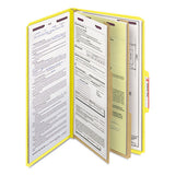 Six-section Pressboard Top Tab Classification Folders With Safeshield Fasteners, 2 Dividers, Legal Size, Yellow, 10-box