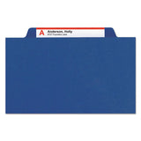 Six-section Pressboard Top Tab Classification Folders With Safeshield Fasteners, 2 Dividers, Legal Size, Dark Blue, 10-box