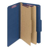 Six-section Pressboard Top Tab Classification Folders With Safeshield Fasteners, 2 Dividers, Legal Size, Dark Blue, 10-box