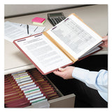 Pressboard Classification Folders With Safeshield Coated Fasteners, 2-5 Cut, 2 Dividers, Legal Size, Red, 10-box