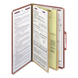 Pressboard Classification Folders With Safeshield Coated Fasteners, 2-5 Cut, 2 Dividers, Legal Size, Red, 10-box