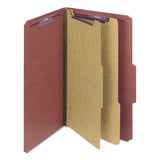 Pressboard Classification Folders With Safeshield Coated Fasteners, 2-5 Cut, 2 Dividers, Legal Size, Red, 10-box