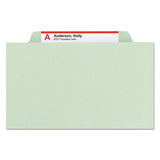 Pressboard Classification Folders With Safeshield Coated Fasteners, 2-5 Cut, 2 Dividers, Legal Size, Gray-green, 10-box