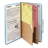 6-section Pressboard Top Tab Pocket-style Classification Folders With Safeshield Fasteners, 2 Dividers, Legal, Blue, 10-bx