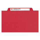 6-section Pressboard Top Tab Pocket-style Classification Folders With Safeshield Fasteners, 2 Dividers, Legal, Red, 10-bx
